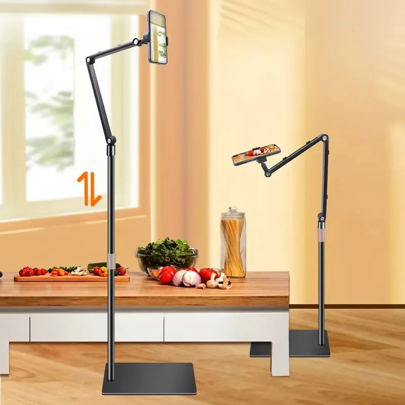 Heavy Metal Tablet Floor Stand Adjustable Height Flexible Bedside Phone Holder for Commercial Hotel Office Bulk Order