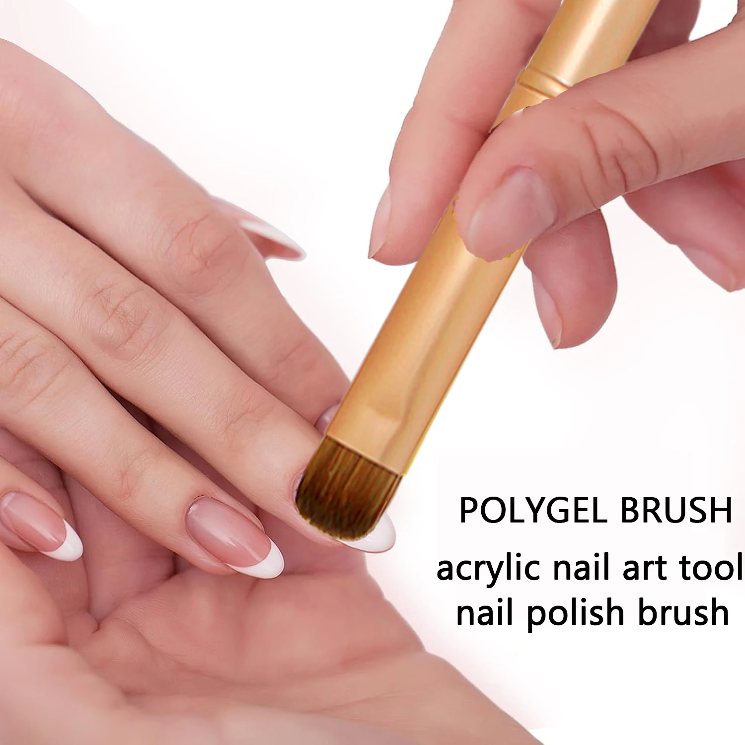 แปรงทำเล็บอะคริลิค Kolinsky สำหรับวาดลายเพชร ทาสีเจล ด้ามโลหะสีทองด้าน