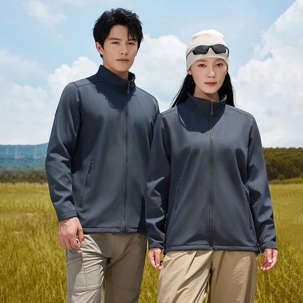 Winter Fleece-Lined Soft Shell Jacket - Unisex Stand Collar Work Windbreaker for Cold Weather Protection