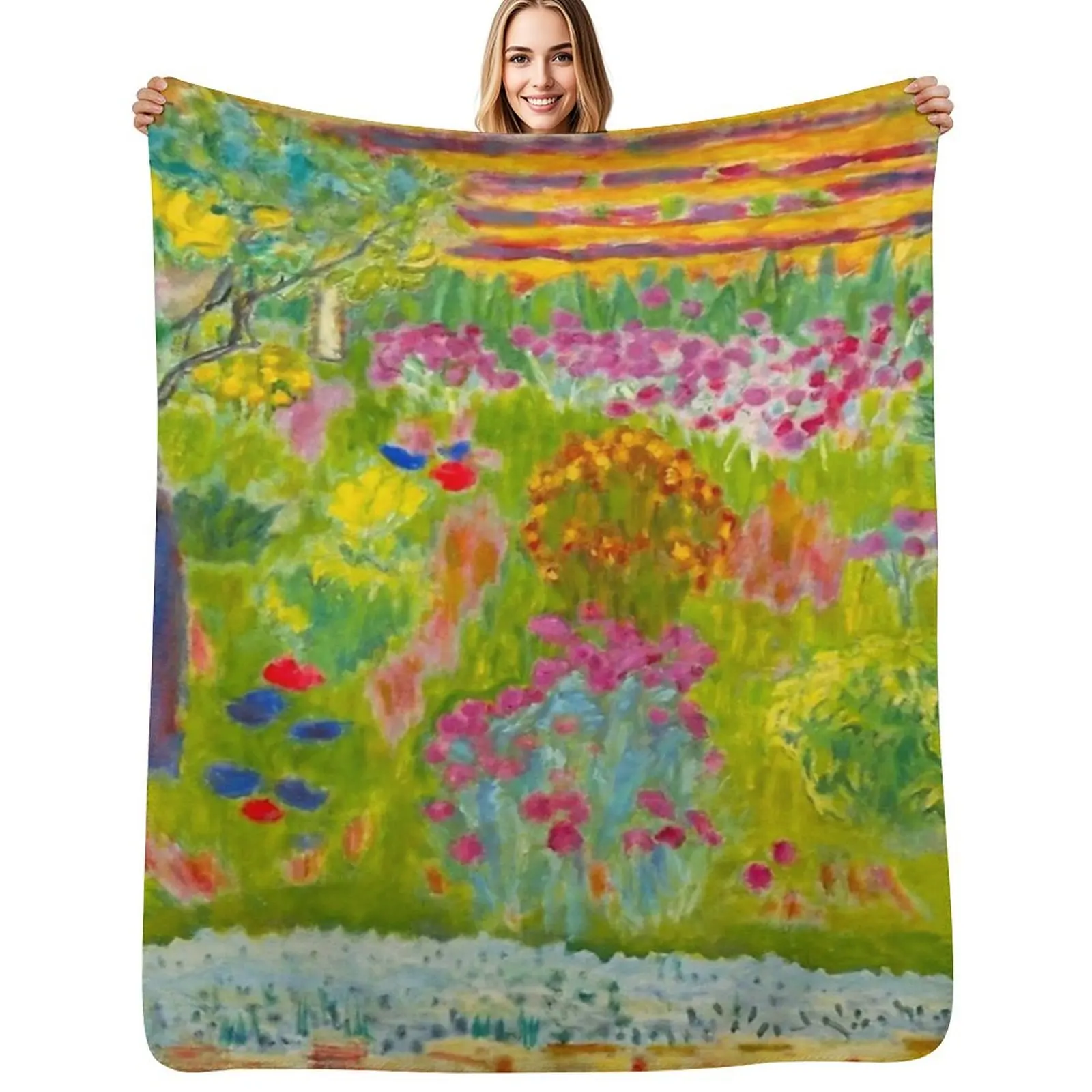 

Pierre Bonnard Garden, 1935 Throw Blanket Polar Hair Flannel Fabric Furrys Blankets