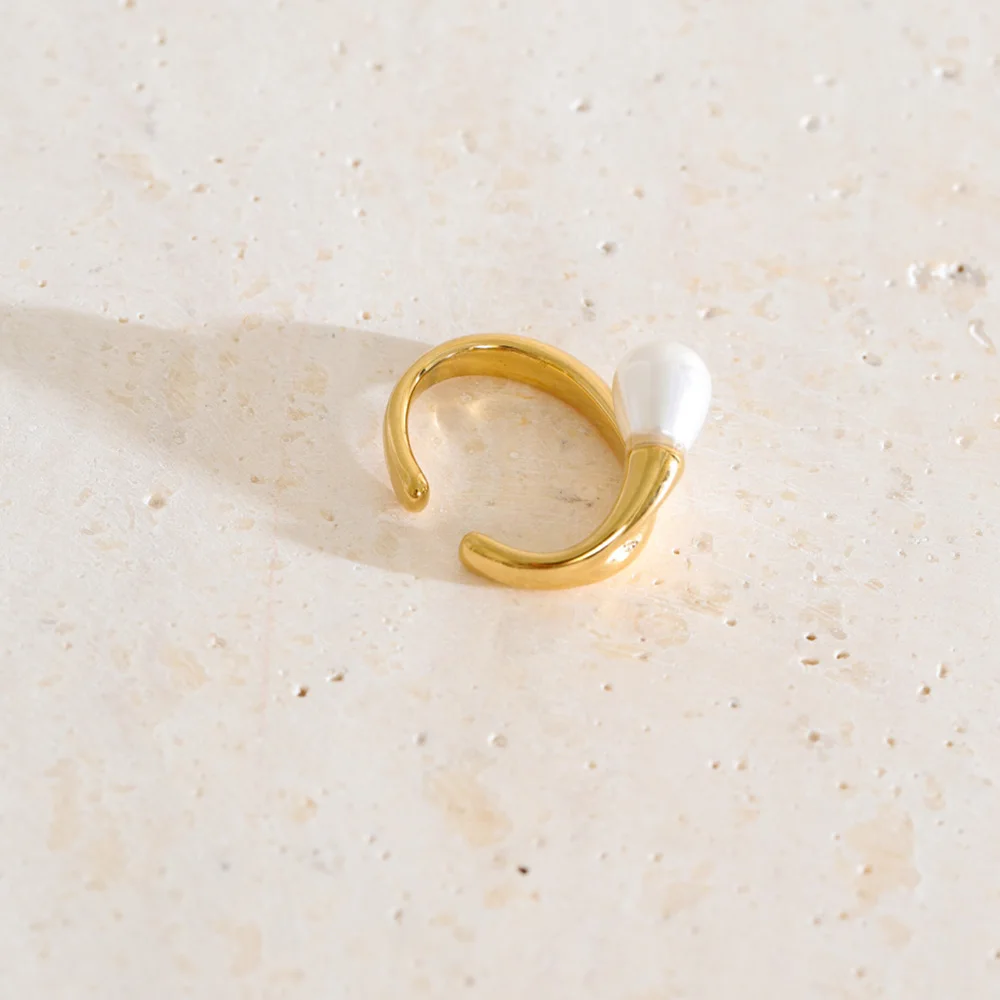 Qchic Stainless Steel Ear Bone Earrings Gold Color Waterproof Imitation Pearls Geometric Non-Piercing Daily Jewelry