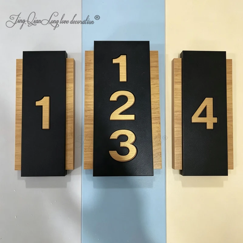 Dark Wood Custom Door Sign Black Contemporary Home Number Apartment Property Sign