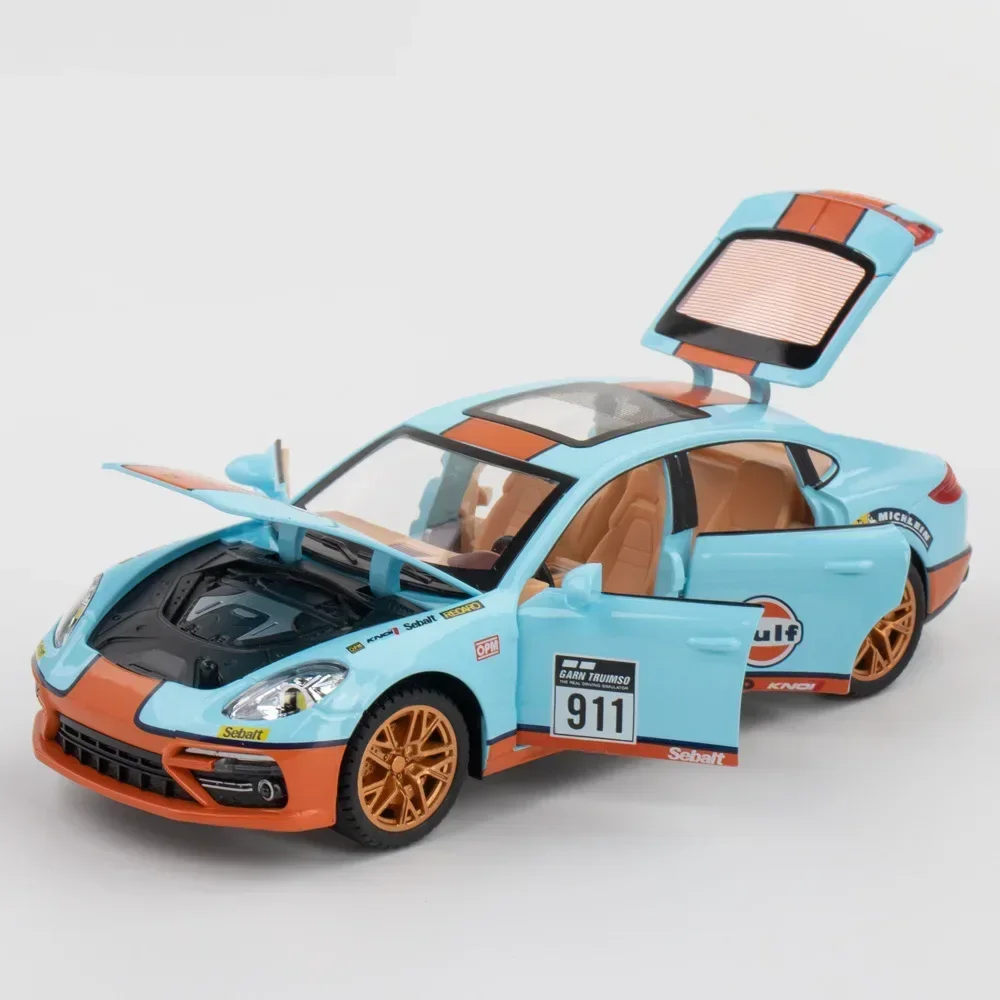 1:24 Porsche Panamera Symulacja samochodu sportowego Odlewany model samochodu ze stopu metali Dźwięk Światło Kolekcja zabawek dla dzieci Prezenty