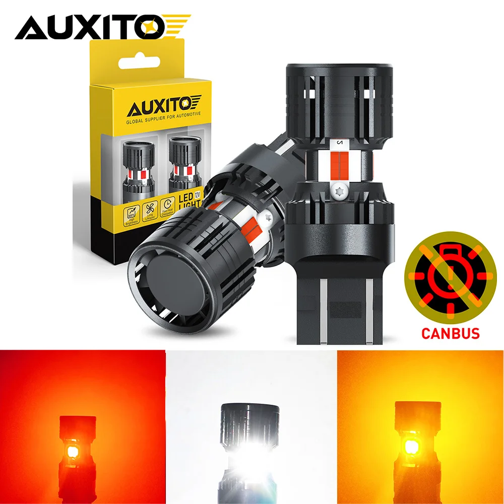 

AUXITO 2 шт. 7443 светодиодный стоп-сигнал W21W W21/5W 7440 красный стоп-сигнал Янтарный указатель поворота фонарь заднего хода для VW Toyota Nissan Mazda
