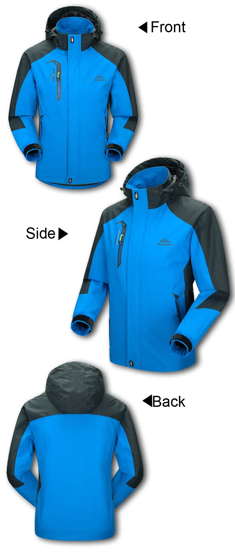 Trekking-Outdoor-Jacken für Herren, Herbst, klassische wasserdichte Regenmäntel, mit Kapuze, Camping, Herren-Regenbekleidung, Wanderjacke und Hose – Detail 5