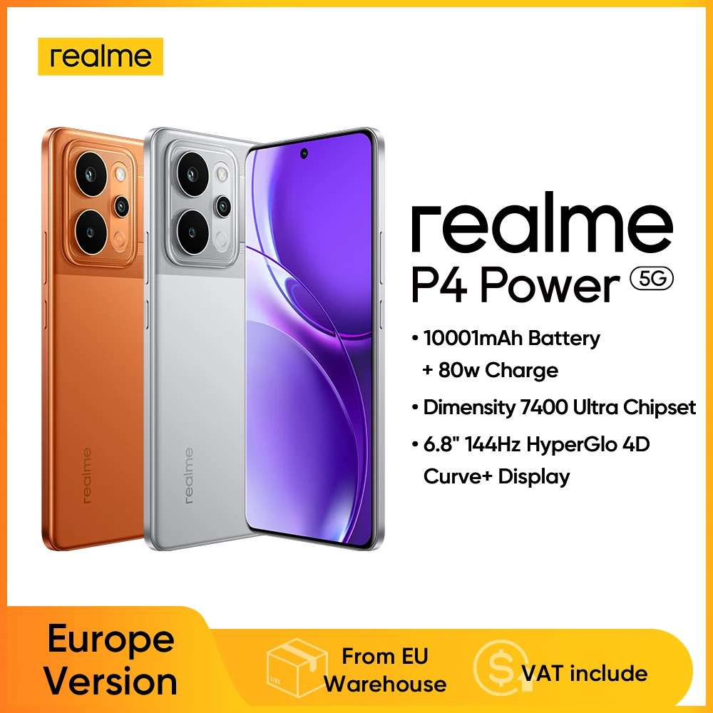 Smartphone realme P4 5G con batería de 10001 mAh, carga de 80 W, pantalla curva…