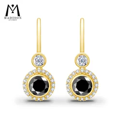 Moissanite Gemstone Hoop Earrings 925 Sterling Silver 1.2ct Round Hypoallergenic for Woman Party Anniversary Gift Fine Jewelry