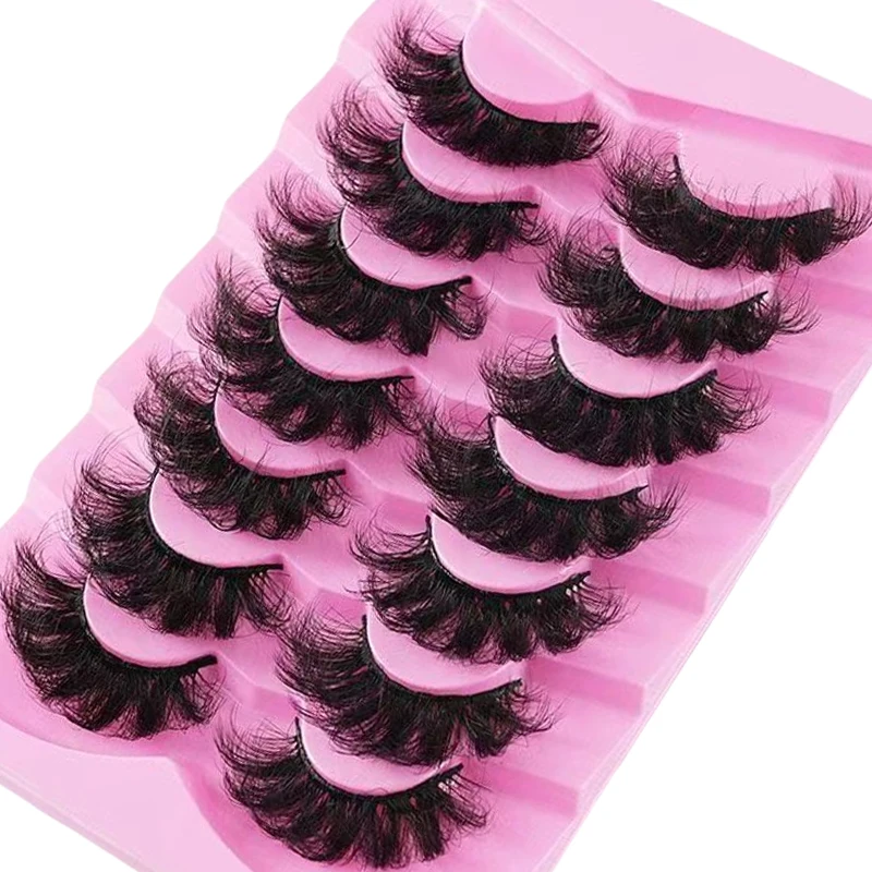 유럽 및 미국 스타일 폭발적인 헤어스타일 아시안 컬 데일리용 일체형 큰 눈 검정색 스템 인조 속눈썹 7쌍