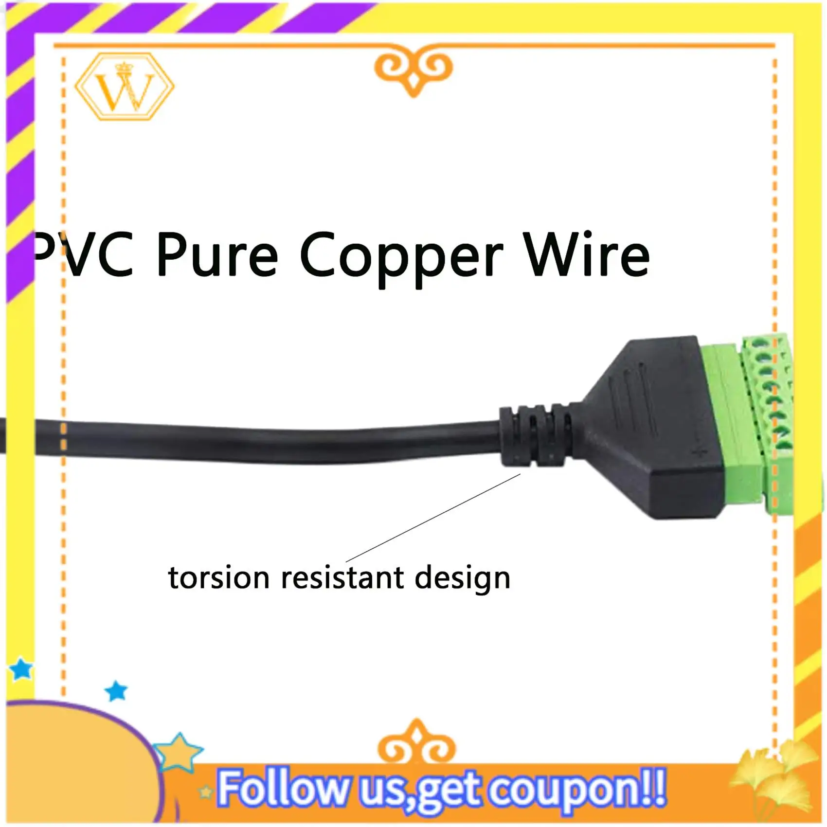 A01K-2X RJ45 Screw Terminal Connector Cable RJ45 Male To 8 Pin Extension Cable Lead For Cat5/6/7 Ethernet