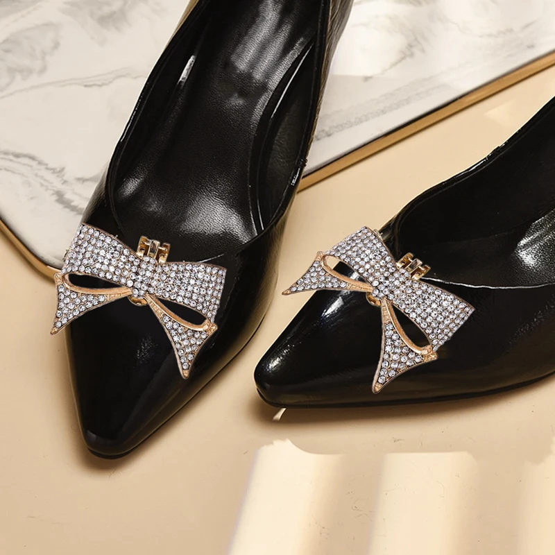 1 Pair Shiny Shoes Decorations Clip Women High Heel Rhinestone Charm Buckle Bag Pendant Wedding Bride Accessories