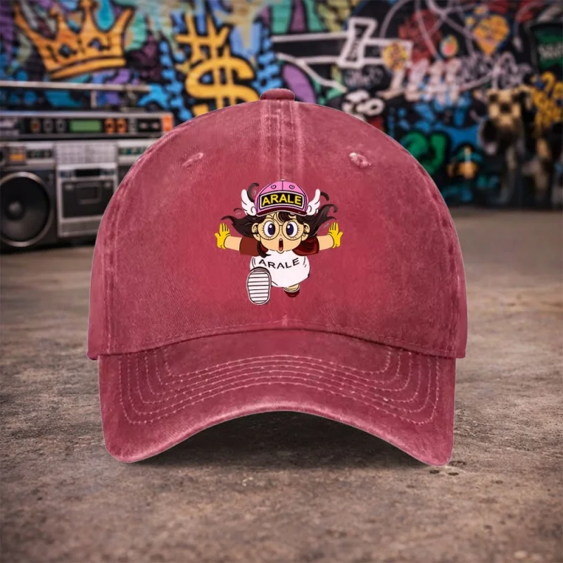 1pc Unisex Norimaki Arale Retro Washed Baseball Cap - Men'S Trendy Hat - Versatile Duck Tongue Cap - Fun Print - A Unique Birthd