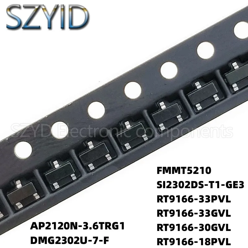 100PCS SOT23  AP2120N-3.6TRG1 DMG2302U-7-F FMMT5210 SI2302DS-T1-GE3 RT9166-33PVL RT9166-33GVL RT9166-30GVL RT9166-18PVL