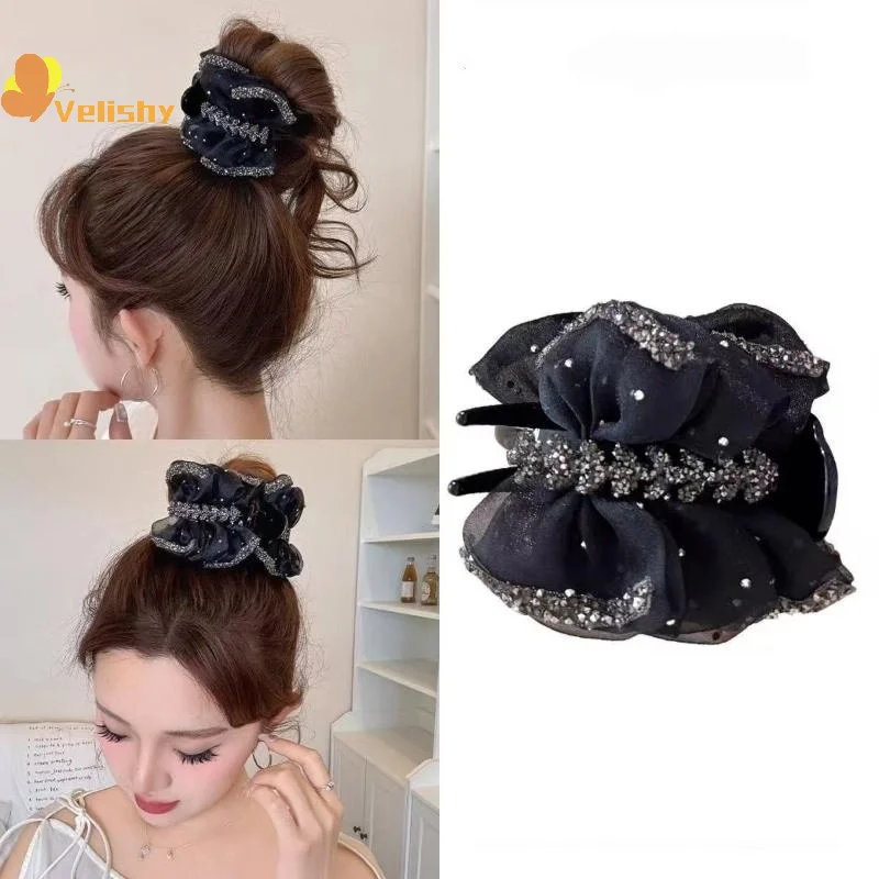 Elegant Wheat Spike Butterfly Knot Hair Clip For Women Back Of Head Chignon Tail Clip Versatile Shark Clamp