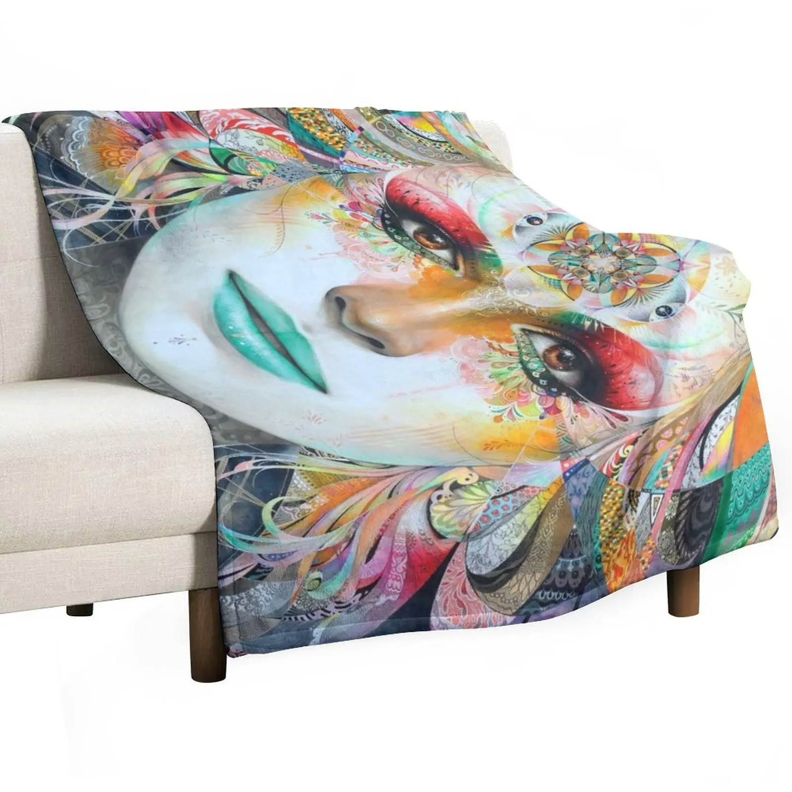 Gaia - horizontal Throw Blanket Custom Bed linens Sofas Hairy for winter wednesday Blankets