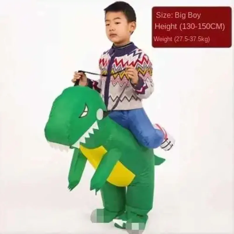 DY20Child الكبار للجنسين صبي فتاة نفخ الديناصور الأخضر تأثيري حلي الاطفال رياض الأطفال أداء حفلة الهالوين كرنفال