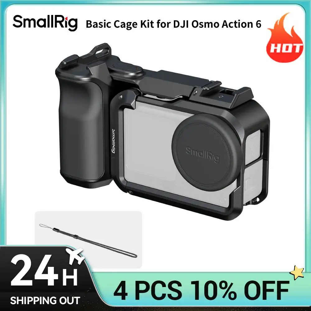 Image of SmallRig Basic Cage Kit für DJI Osmo Action 6 Straßenfotografie mit Griff, Handschlaufe und integriertem Werkzeug für schnelles und einfaches Festziehen