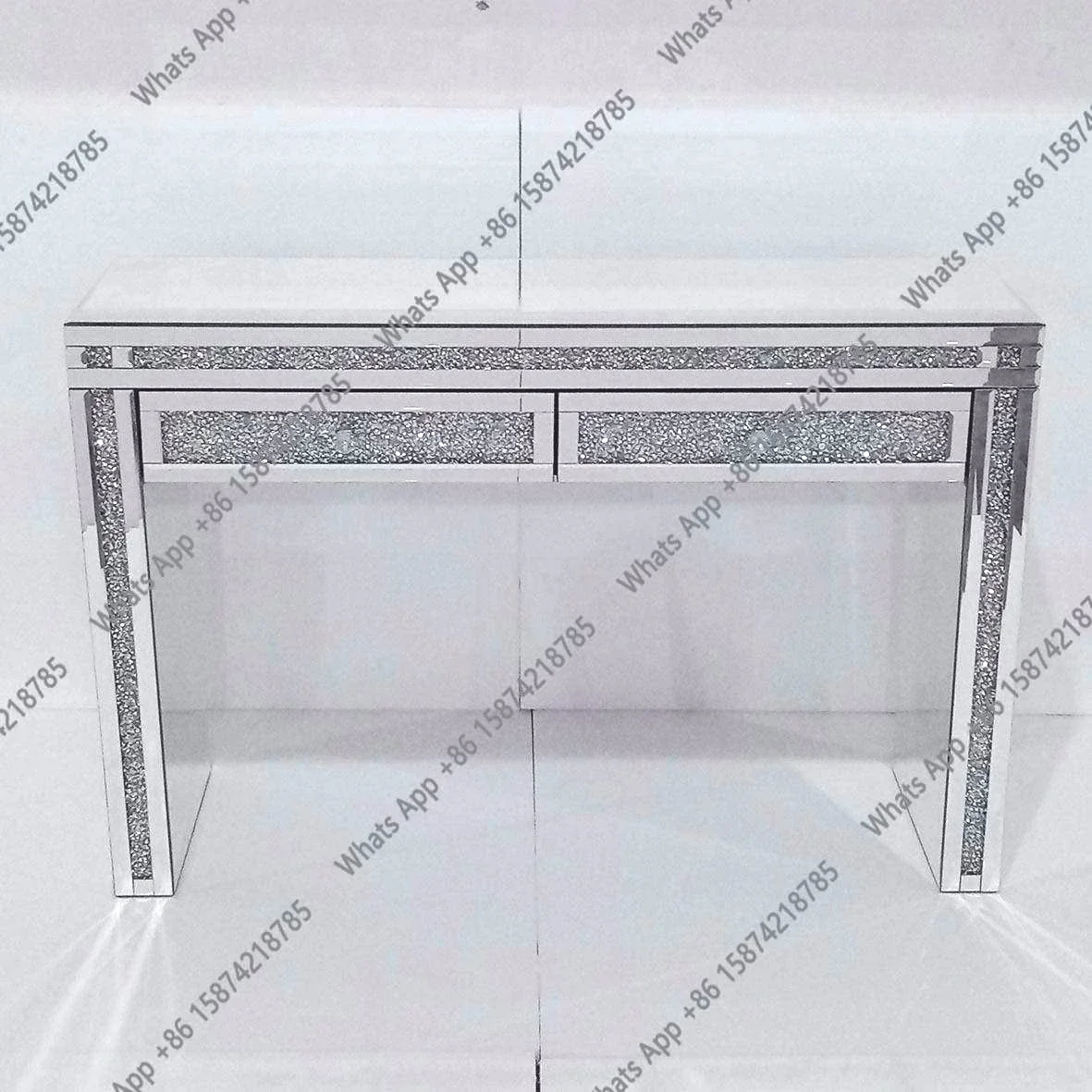 Wi Modern Simple Silver Glass Mirror Rhinestone Silver Dresser Xuanguan Table Designer Light Luxury