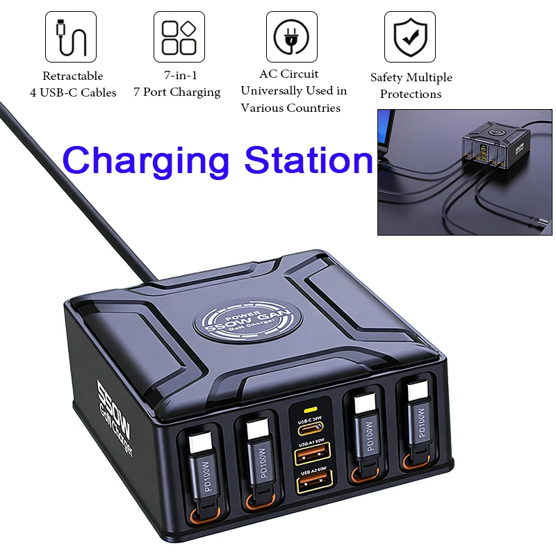 chargeur-rapide-gan-7-en-1-chargeur-de-bureau-550w-station-de-charge-multi-ports-avec-cable-retractable-pour-telephone-ordinateur-portable-tablette