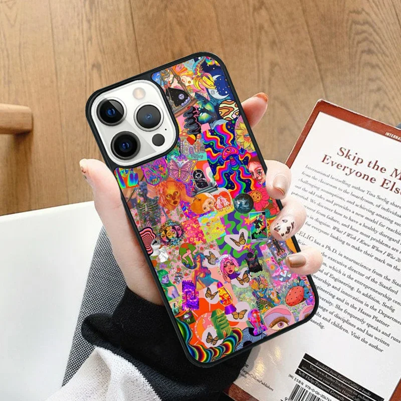 Colorido psicodélico Trippy Art Phone Case Capa, iPhone 14, 13, 15 Pro Max, Coque 12, 11 Pro Max, Apple 8 Plus, 7, 6S, XR, X, XS