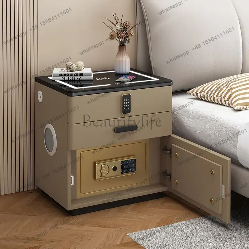 PG Storage Locker Night Table Safe With Password Lock Mid Century Night Table Organizer Mid-century Interior Room Furniture