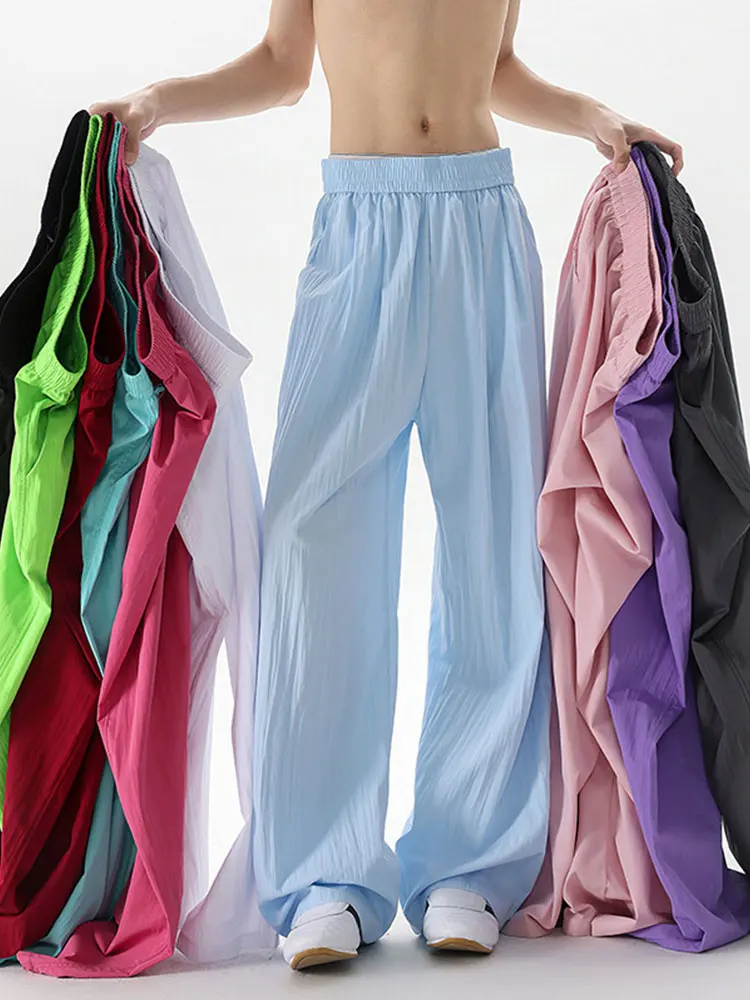 

Dopne Summer Thin Qui Dry Ice Silk Straight Leg Wide Leg Lazy Sun Protection Mosquito Proof Pants Men's Casual Pants