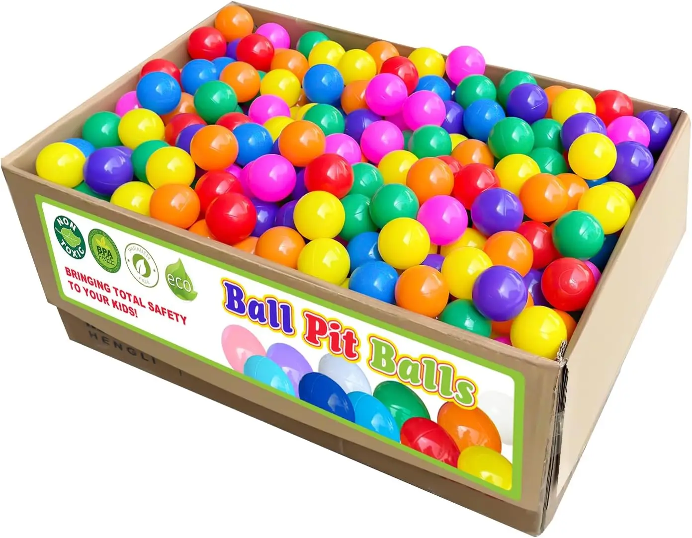 2000 bolas de plástico blando para niños, tiempo de juego interior/exterior, esferas seguras, a prueba de golpes, ligeras y duraderas, arcoíris