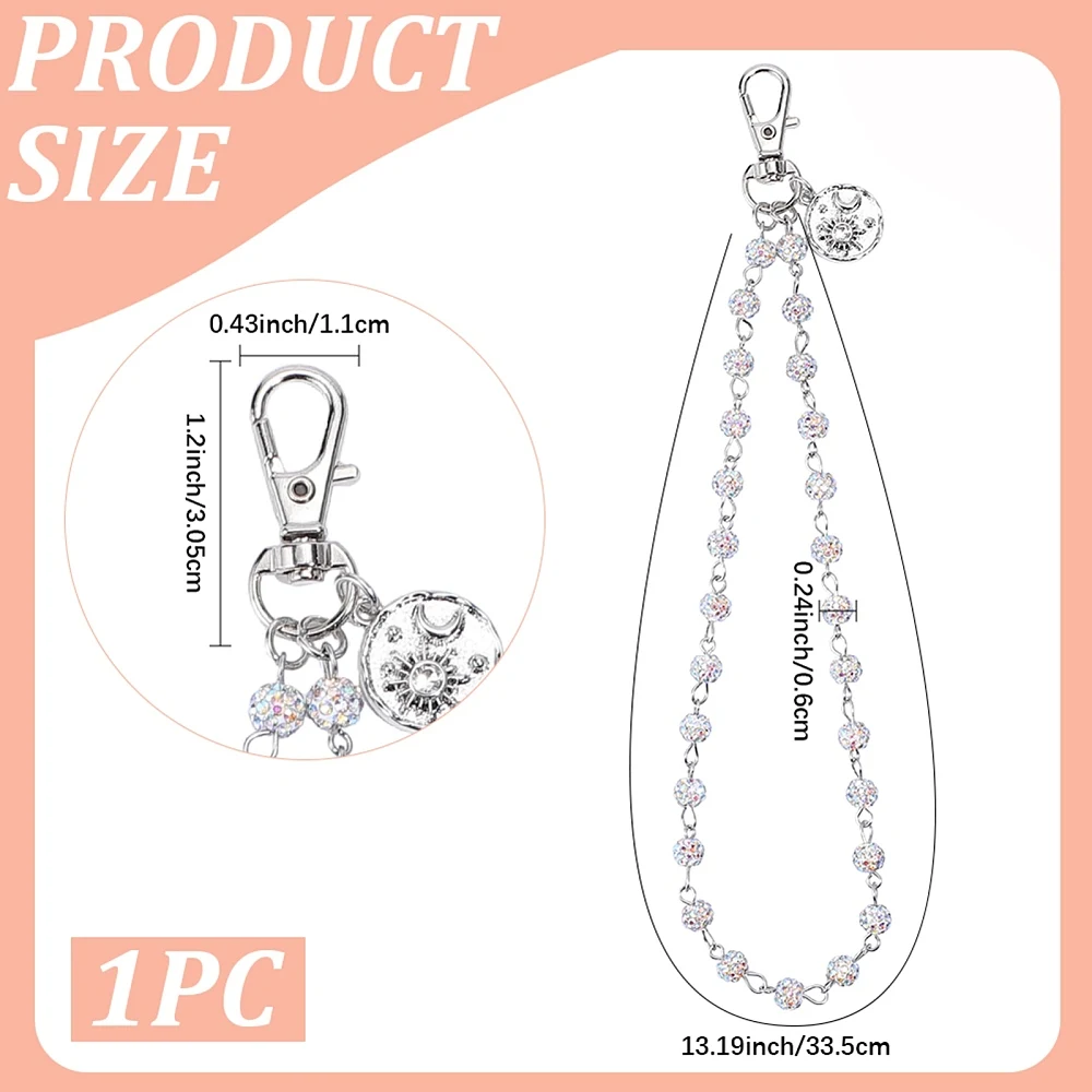 Rhinestone Phone Charm Strap Detachable Cellphone Lanyard Wrist Strap with Lobster Claw Clasps Anti Theft Phone Chain Wristlet