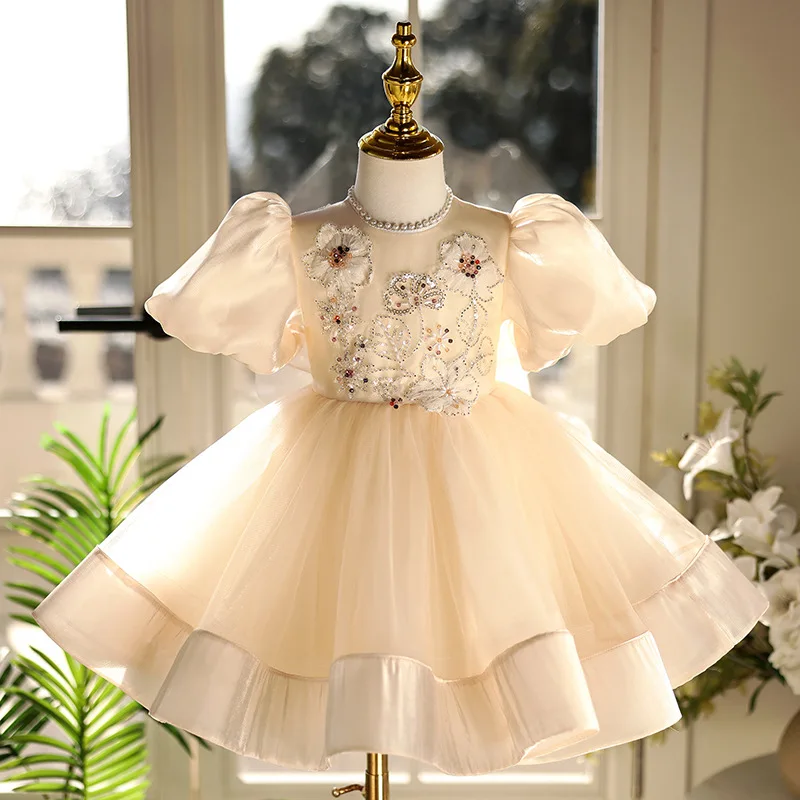 Elegant Princess Dresses Girls Birthday Party Flower Girl Evening Gown Performance Clothes Tutu Dress Vestidos Children Clothes