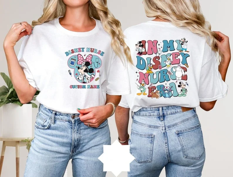 

2025 New Disney Pattern Printed Unisex Street Fashion Trend Short Sleeved Pure Cotton Round Neck T Shirt