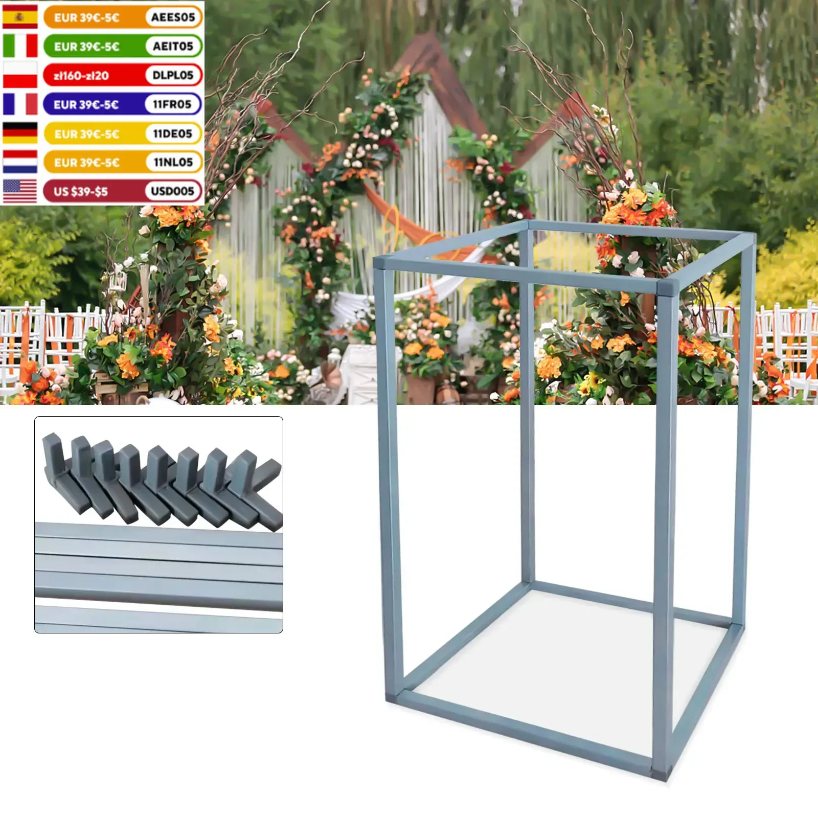 11Pcs Road Lead Flower Stand, Vase Column Stand,Square Metal Centerpiece For Wedding Valentine's Day,Table Decoration