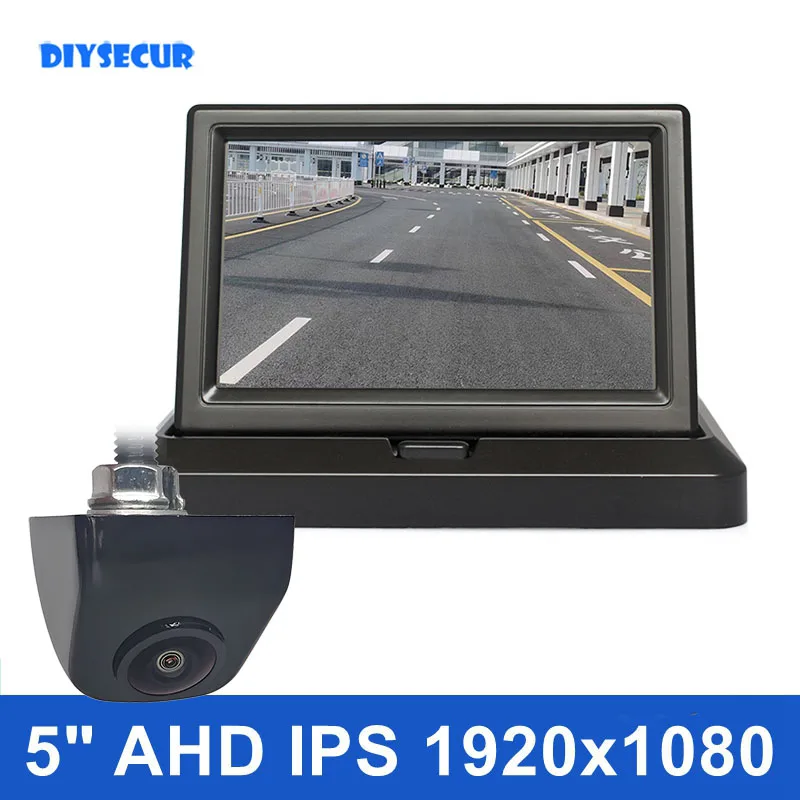 DIYSECUR 1024x600 5inch IPS AHD Car Monitor 1080P HD 170 Degree Starlight Night Vision Vehicle Camera Reverse for Car SUV MPV