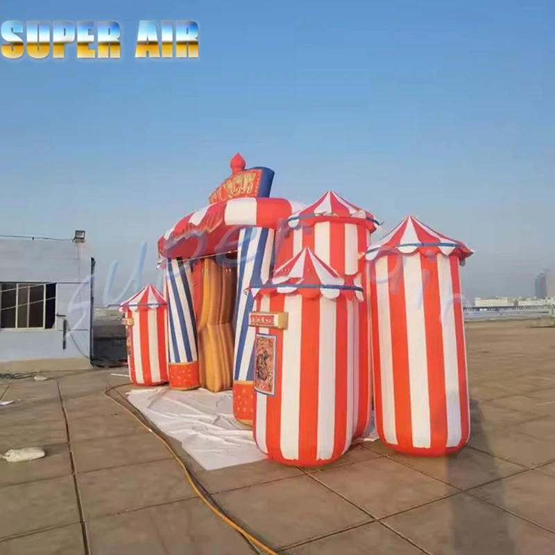 Hochwertiger roter aufblasbarer Zirkusbogen für Karnevalsveranstaltungen für kommerzielle Aktivitäten