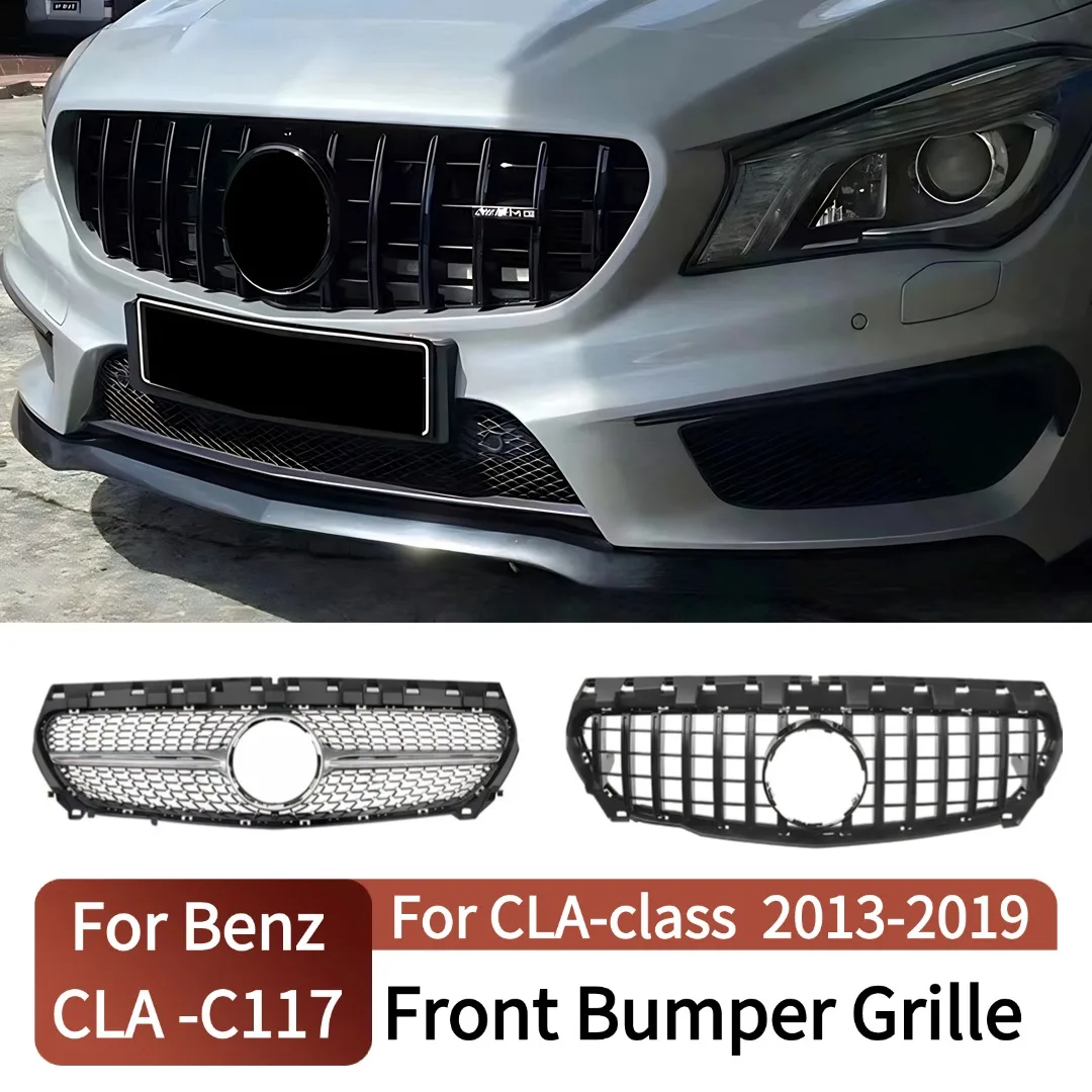 

Front Grille Bumper Grill Mask Grid Accessory Body Kit Tuning Refit For Mercedes Benz CLA C117 W117 2013-2019 GT Diamond Style