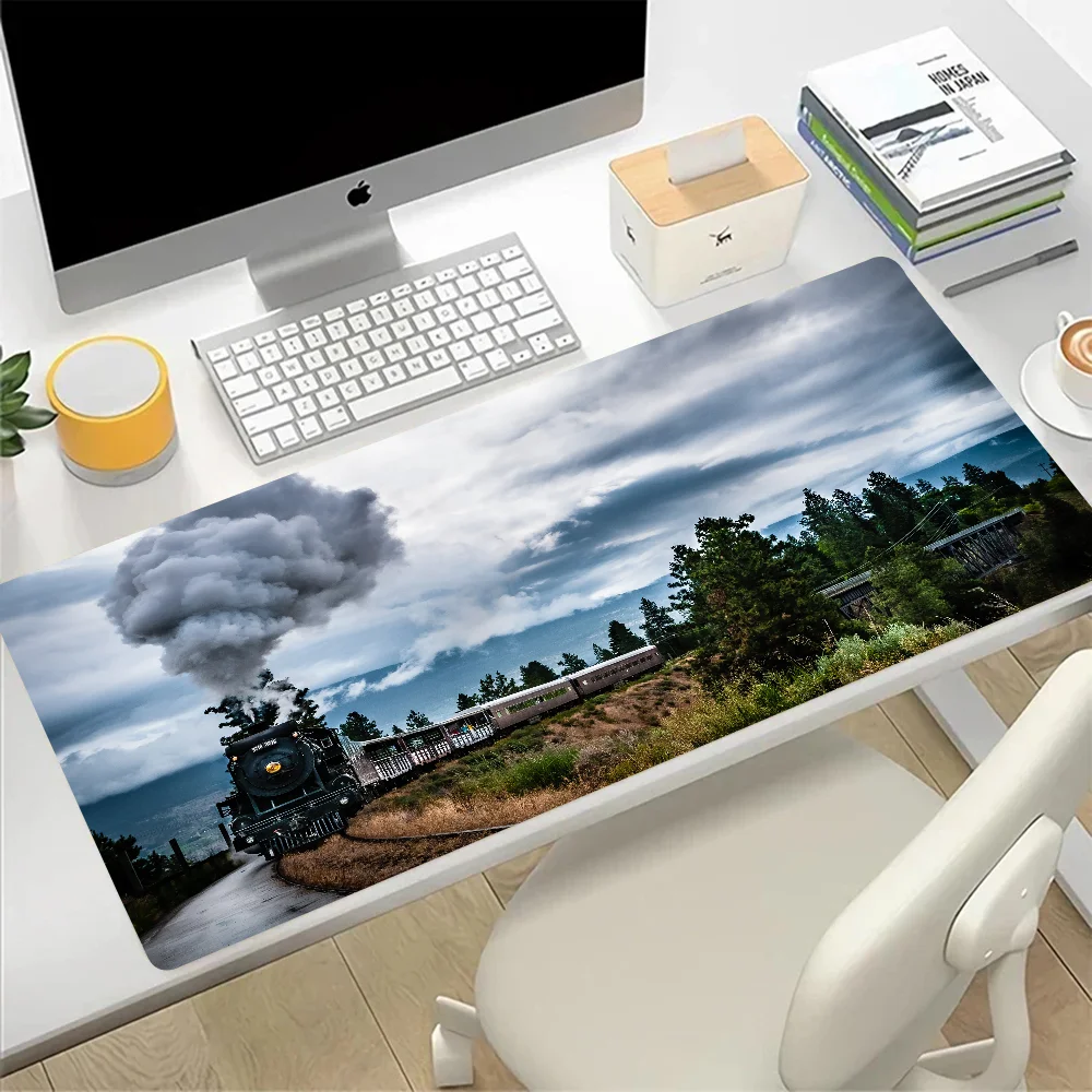 Retro Train Large Mouse Pad Gaming Mousepad PC Gamer Computer Office Mouse Mat Silicone Keyboard Mat Desk Pad Laptop Mausepad