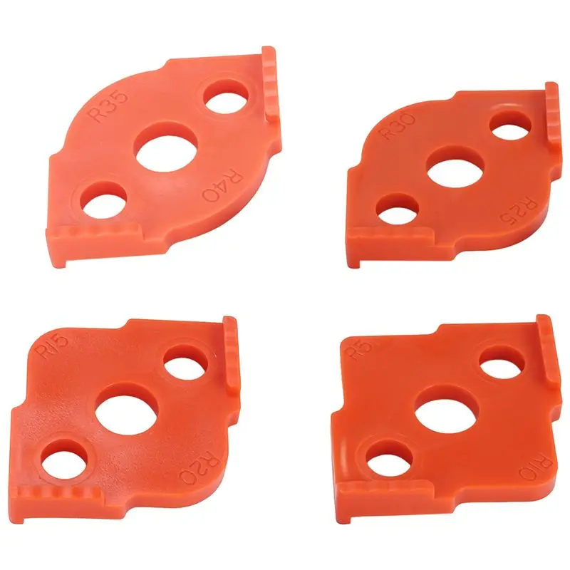 Y42A-4Pcs Woodworking Router Corner Radius Templates Jig R5 To R40 Routing Curved Corners Milling Circular Radian