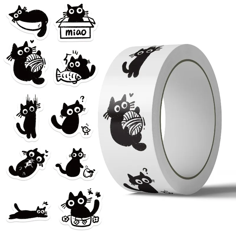 500pcs Cartoon Personality Black Cat Creative Graffiti Decoration Sticker