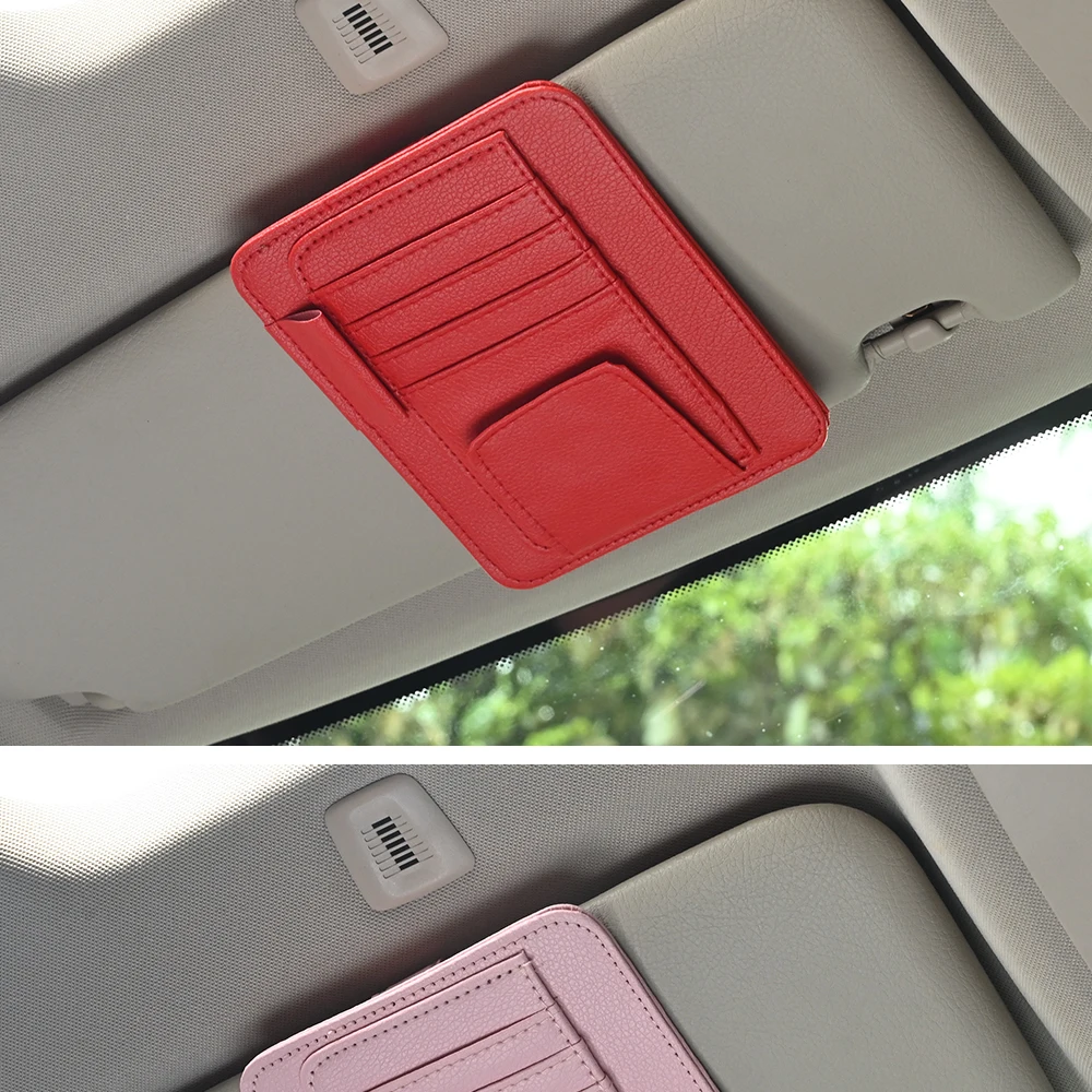 JFBONIN Auto-Sonnenblenden-Organizer mit Mehrfach-Taschen, Visitenkarten-Aufbewahrung, Sonnenbrillenhalter, Sonnenblenden-Zubehör für den Autoinnenraum – Detail 9