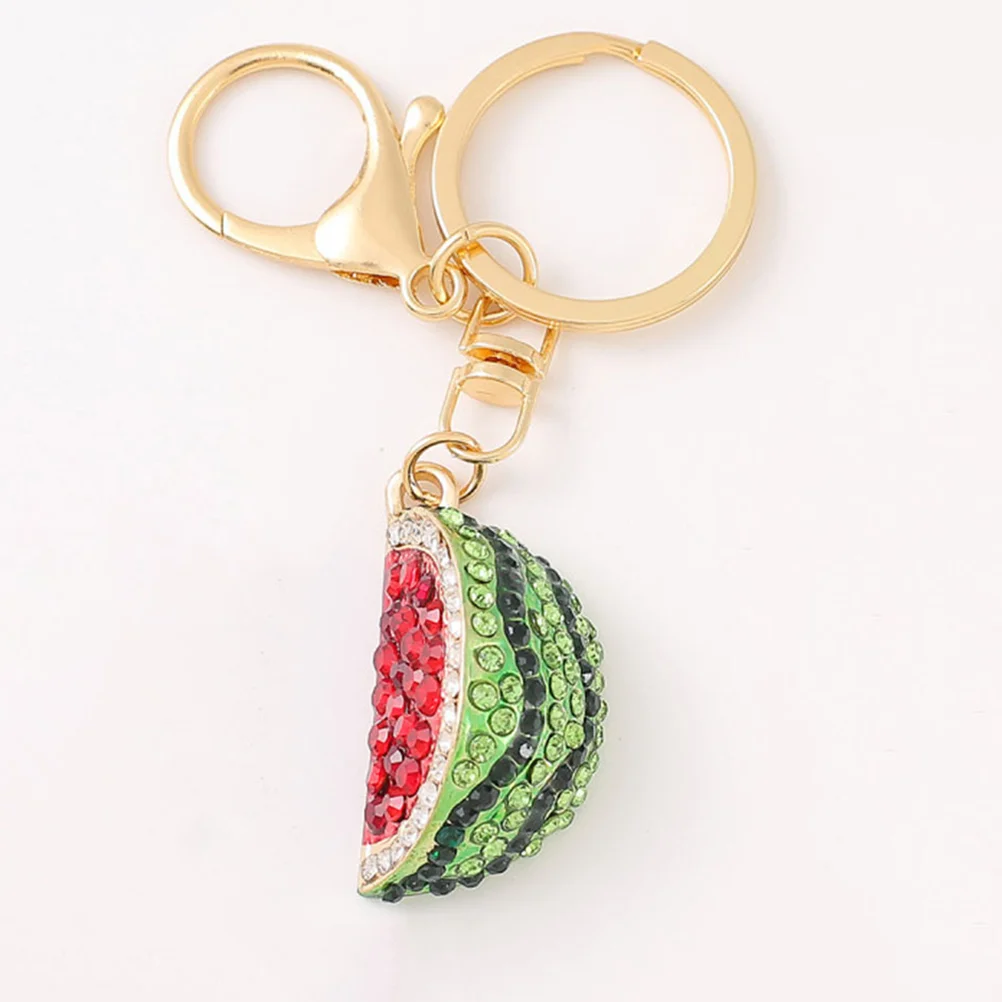 

Cute Watermelon Keychain Mini Fruit Charm Rhinestone Pendant Bag Hanging nament Shiny Slice Keyrings DecorWatermelon