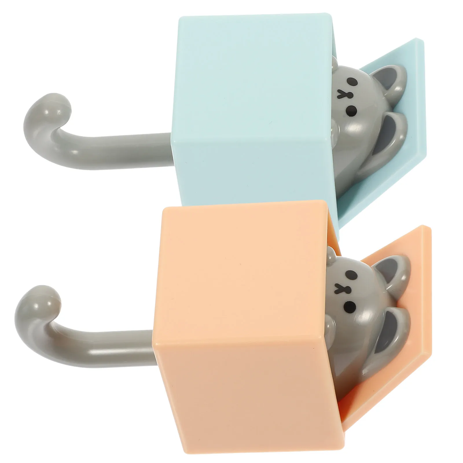 

2pcs Cartoon Sticky Wall Hooks Key Holder Coat Rack ABS Wear Resistant Animal Shaped Bath Towel Hanger Toy Storage Bathroom