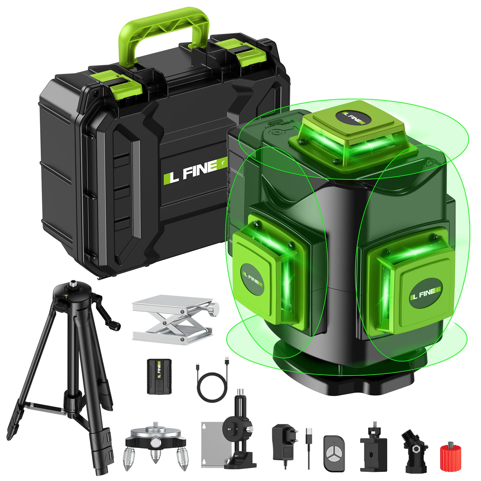 Lfine Nivel Laser 4D 16 Lines 360°Self-leveling Laser Levels with Tripod Horizontal And Vertical Professional Laser Level Tool