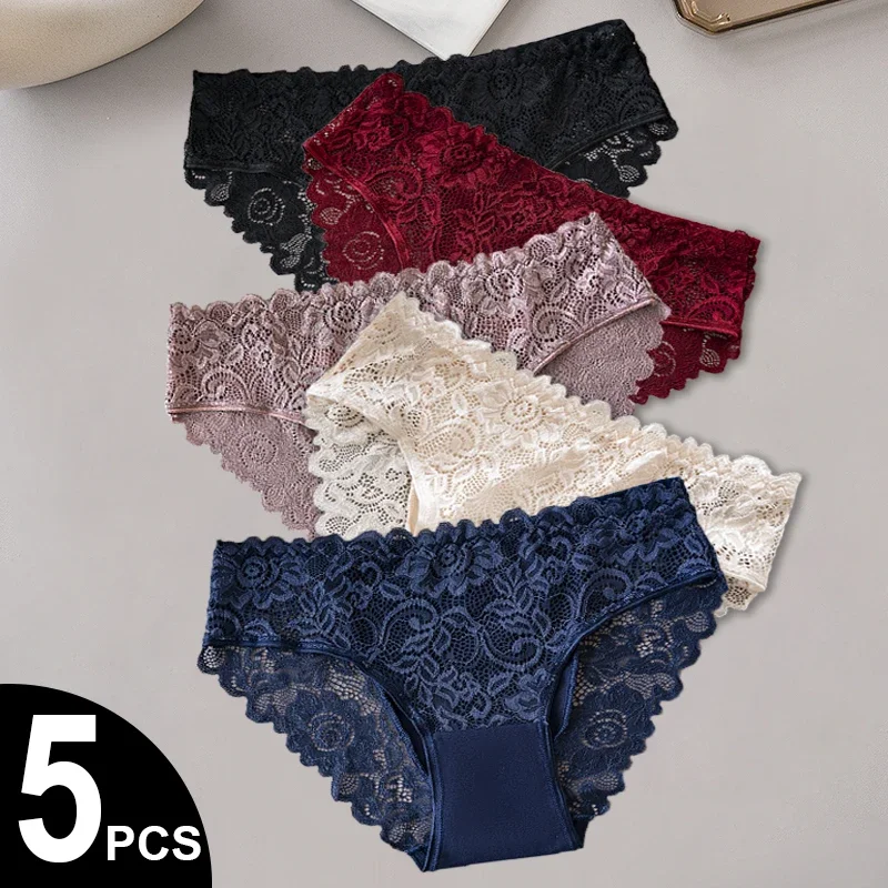 

5 шт./компл. цветные хлопковые трусики Soli, женские кружевные трусы с цветочной вышивкой, однотонное сексуальное женское нижнее белье, нижнее белье
