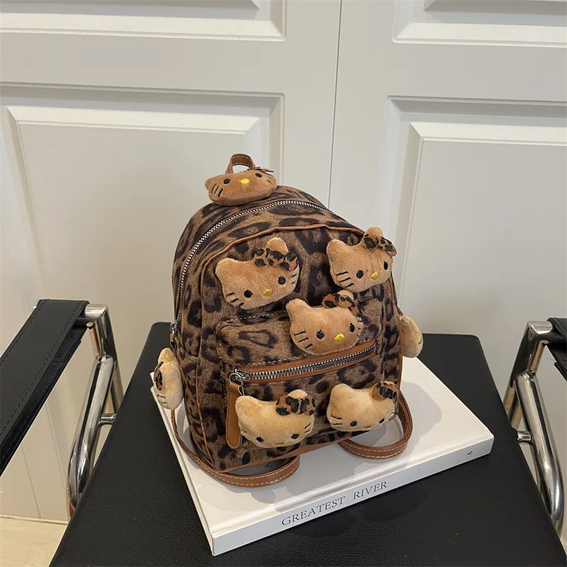 

Новый рюкзак с леопардовым принтом и мультяшным рисунком, сумка для прогулок, повседневный дорожный рюкзак, школьный ранец для девочек, универсальная сумка-тоут, подарок для девочек