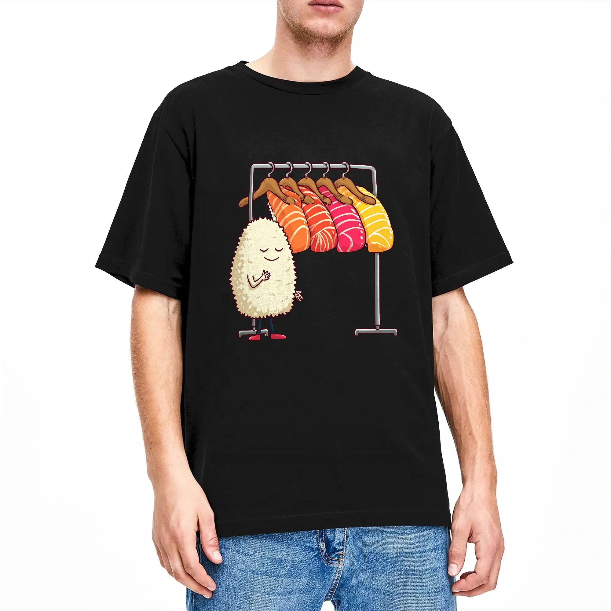 Sushi Wardrobe Selection T Shirt for Men Women 100% Cotton Unique T-Shirts Crew Neck  Tee Shirt Short Sleeve Tops New Arrival