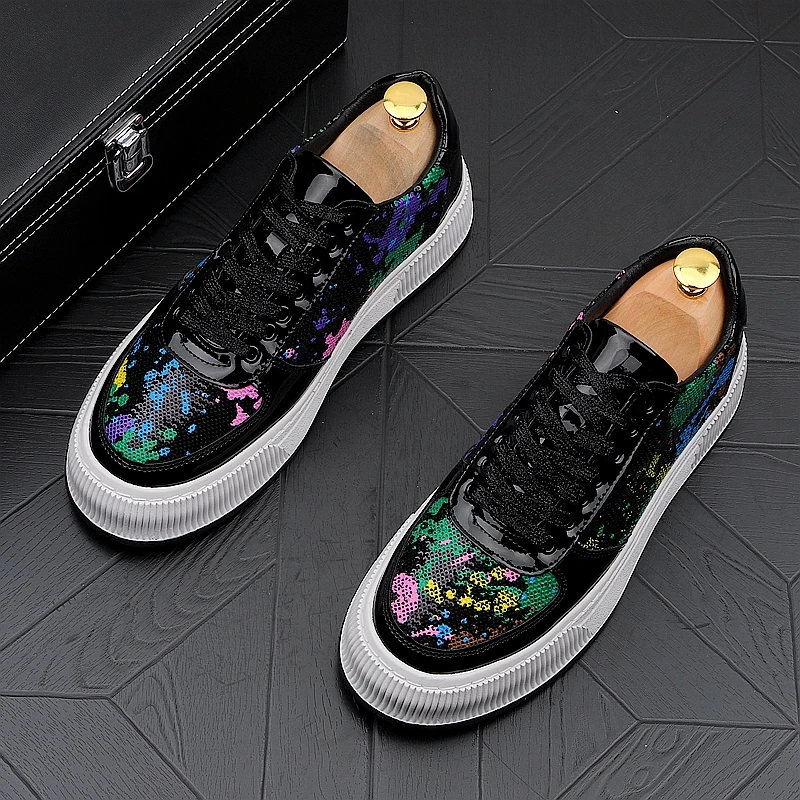 

Fashion Glitter Casual Shoes Men's Breathable Lightweight Thick Sole Sneakers Youth Luxury Designer Sport Shoes Male Youth