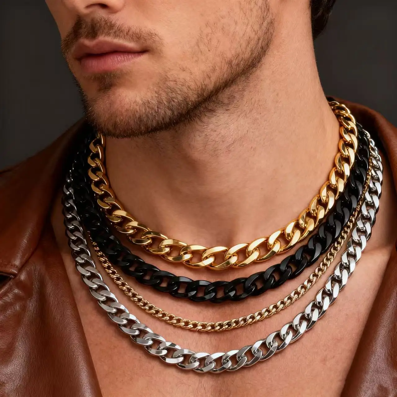 HNSP 3/5/7/9/12MM Edelstahl Cuban Link Goldkette Halskette für Herren Schmuck Wasserdichtes Accessoire Geschenk – Detail 4