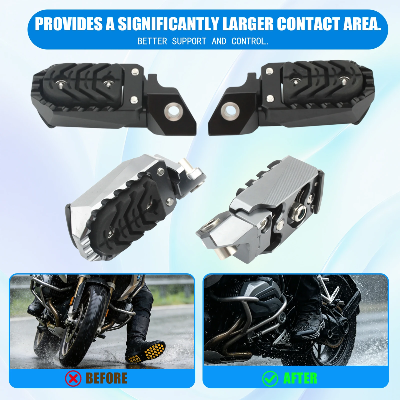 

For BMW R1200GS R1250GS LC ADV Adventure Motorcycle 1 Pair CNC Aluminum Anti‑Slip Wide Foot Pegs Footrests Modified Parts 2Pcs