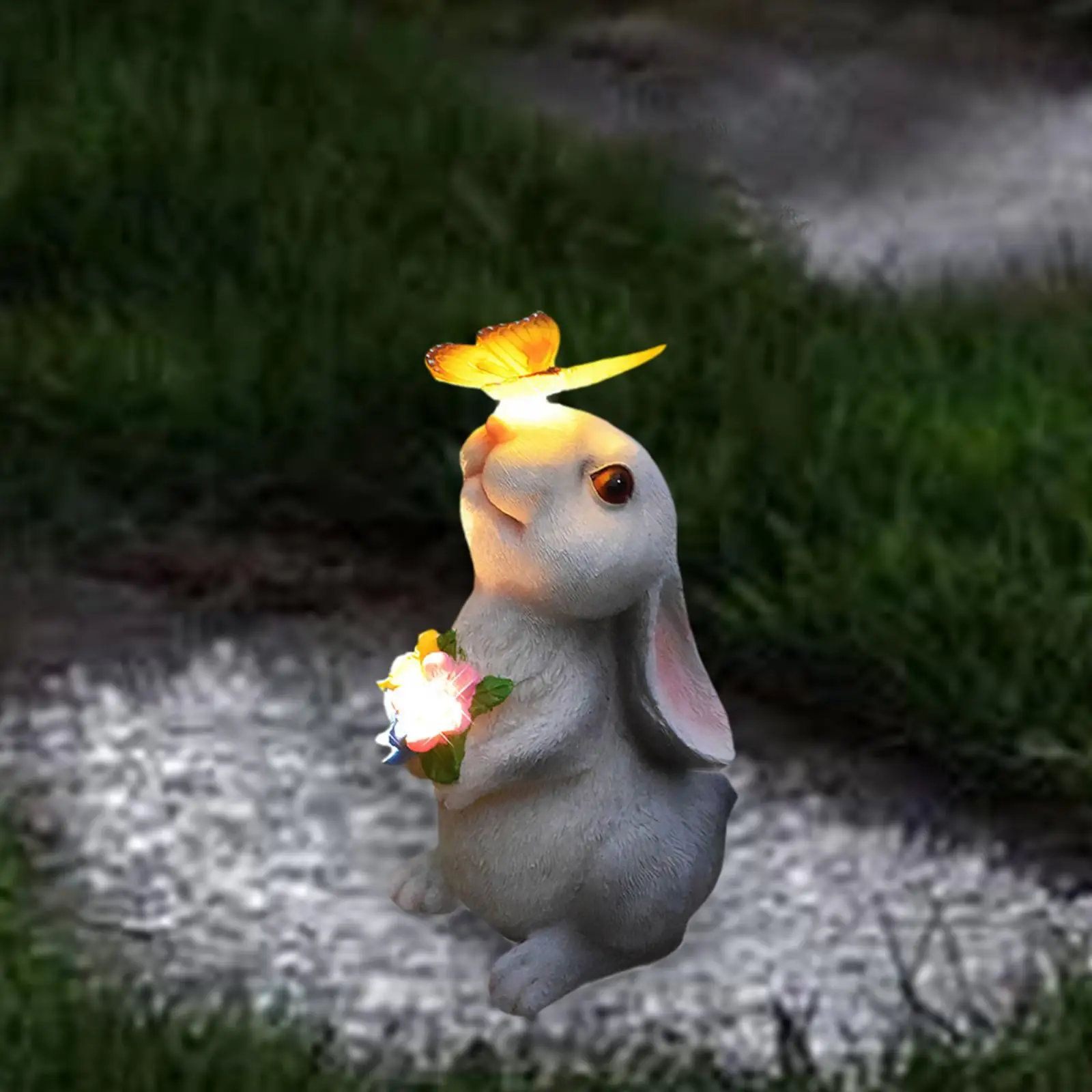 Outdoor Garden Rabbit Statue Backyards Luminous Yard Decoration Ornament