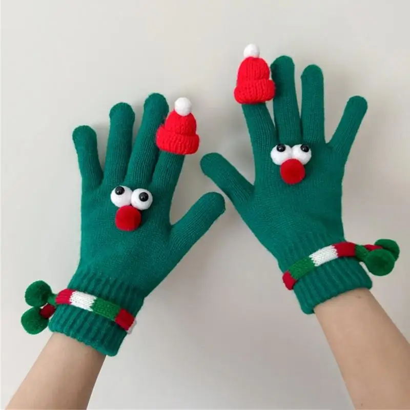 270D Holiday Theme Santa Hat Gloves Flexible Screentouch Handwear Christmas Gloves