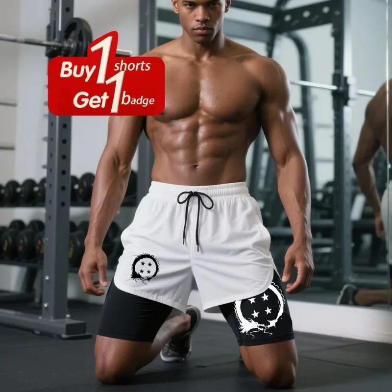 Pantaloncini grafici Dragon Ball Estate Uomo 2 in 1 Compressione Atletica Pantaloncini ad asciugatura rapida Allenamento in palestra Pantaloncini da allenamento per corsa Costumi da bagno