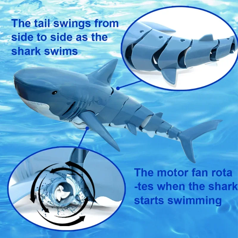 Intelligent Rc Shark Remote Control Boat 2.4G simulation shark toy Submarine robot Electric Toys Swimming pool boy Baby children